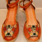 APEPAZZA WOMEN'S FASHION GAIA ORANGE 4" OPEN TOE WEDGE SIZE 8, 10