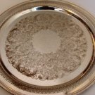 WM ROGERS SILVER-PLATE 13" ROUND RETICULATED & ETCHED SERVING PLATE
