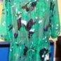 LUCIE LU ANNALISE GREEN PRINT SHEER BLOUSE SIZES 1X, 2X