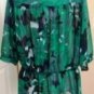 LUCIE LU ANNALISE GREEN PRINT SHEER BLOUSE SIZES 1X, 2X
