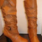 BROWN SLOUCH WOMEN BOOTS W/ WRAP-AROUND BUCKLE SIZE 8 BROWN SLOUCH WOMEN BOOTS W/ WRAP-AROUND BUCKLE SIZE 8