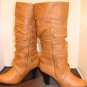 BROWN SLOUCH WOMEN BOOTS W/ WRAP-AROUND BUCKLE SIZE 8