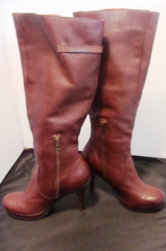 RIMA NEW MID BROWN LEATHER KNEE BOOTS SIZE 7-M