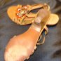 BACIO 61 TOMBOLO TAN LEATHER FEATHER MEDALLION SANDAL SIZE 7-M