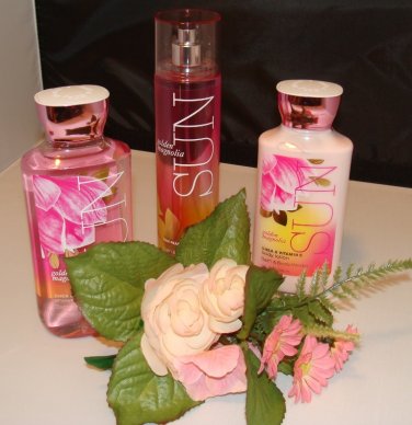 B & BW GOLDEN MAGNOLIA 3 PC BATH AND BODY SET