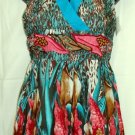 YOUNG THREADS BLUE MULTI-COLOR HALTER ROMPER SIZES, MED-10, L-14 YOUNG THREADS BLUE MULTI-COLOR HALTER ROMPER SIZES, MED-10, L-14