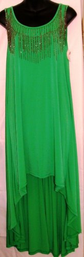 GRACIA WOMEN'S GREEN JERSEY HIGH LOW MAXI DRESS SIZE, S, M, L
