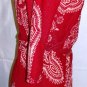 J & M RED PRINT 3/4 SLEEVE WRAP DRESS SIZE S