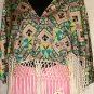 TCEC WOMEN'S PRINT FRINGE MULTI-COLOR BATWING SLEEVE JACKET SIZE SM, MED, LG