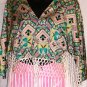 TCEC WOMEN'S PRINT FRINGE MULTI-COLOR BATWING SLEEVE JACKET SIZE SM, MED, LG