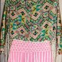 TCEC WOMEN'S PRINT FRINGE MULTI-COLOR BATWING SLEEVE JACKET SIZE SM, MED, LG