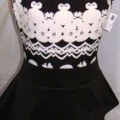 ADRIENNE BLACK/WHITE CAP SLEEVE PEPLUM DRESS SIZE S, M ADRIENNE BLACK/WHITE CAP SLEEVE PEPLUM DRESS SIZE S, M