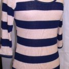 HELLO MISS NAVY/BEIGE STRIPE SHEATH 3/4 SLEEVE DRESS SIZE SM, MED, L HELLO MISS NAVY/BEIGE STRIPE SHEATH 3/4 SLEEVE DRESS SIZE SM, MED, L