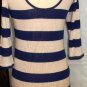 HELLO MISS NAVY/BEIGE STRIPE SHEATH 3/4 SLEEVE DRESS SIZE SM, MED, L