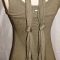 MIILLA DOUBLE LAYER OLIVE GREEN TANK TOP W/ DOUBLE KNOTTED SCARF SIZE SM