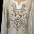 ANDREE OFF WHITE EMBROIDER TUNIC TOP SIZE, LG ANDREE OFF WHITE EMBROIDER TUNIC TOP SIZE, LG