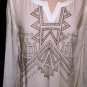 ANDREE OFF WHITE EMBROIDER TUNIC TOP SIZE, LG
