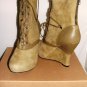 BACIO 61 NATURA OLIVE GREEN LACE SUEDE WEDGE MID-CALF BOOTIE WOMEN'S SIZE 7.5
