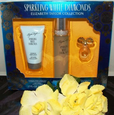 ELIZABETH TAYLOR SPARKLING WHITE DIAMOND 3 PC WOMEN'S 1.7 OZ PERFUME AND BODY GIFT SET