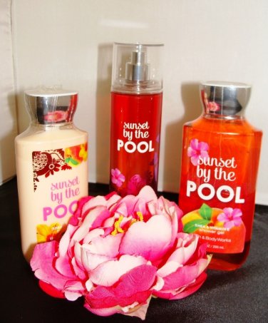 BATH & BODY WORKS SUNSET BY THE POOL 3 PC BATH SET