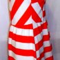 POEMA CORAL/WHITE SLEEVELESS SKATER DRESS SIZE LARGE
