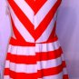 POEMA CORAL/WHITE SLEEVELESS SKATER DRESS SIZE LARGE