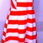 POEMA CORAL/WHITE SLEEVELESS SKATER DRESS SIZE LARGE
