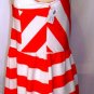 POEMA CORAL/WHITE SLEEVELESS SKATER DRESS SIZE LARGE