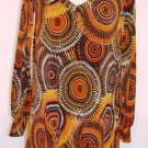 VERONICA-M LONG SLEEVE BROWN TINGED PRINT TUNIC SIZES SM, MED VERONICA-M LONG SLEEVE BROWN TINGED PRINT TUNIC SIZES SM, MED
