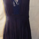 GRACIA SLEEVELESS NAVY HI-LOW PLEATED DRESS SIZE LG GRACIA SLEEVELESS NAVY HI-LOW PLEATED DRESS SIZE LG