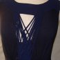 GRACIA SLEEVELESS NAVY HI-LOW PLEATED DRESS SIZE LG