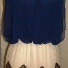 GRACIA SLEEVELESS NAVY TOP & BEIGE BOTTOM TUNIC DRESS SIZE SM, MED, LG