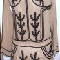 GRACIA TAUPE & BLACK LONG SLEEVE EMBROIDERED SHIFT DRESS SIZE SM
