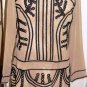 GRACIA TAUPE & BLACK LONG SLEEVE EMBROIDERED SHIFT DRESS SIZE SM