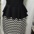 SYMPHONY SLEEVELESS BLK/WHT PEPLUM DRESS PLUS SIZE 1X, 2X, 3X SYMPHONY SLEEVELESS BLK/WHT PEPLUM DRESS PLUS SIZE 1X, 2X, 3X