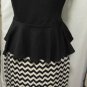 SYMPHONY SLEEVELESS BLK/WHT PEPLUM DRESS PLUS SIZE 1X, 2X, 3X