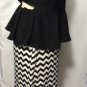 SYMPHONY SLEEVELESS BLK/WHT PEPLUM DRESS PLUS SIZE 1X, 2X, 3X