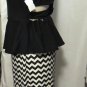 SYMPHONY SLEEVELESS BLK/WHT PEPLUM DRESS PLUS SIZE 1X, 2X, 3X