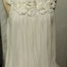 GRACIA SLEEVELESS WHITE SHEER TOP W/ FLOWER DECORATED NECKLINE SIZE MED