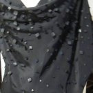 BLACK SLEEVELESS COWL NECK LEATHER SQUARES DECORATED TOP SIZE LG BLACK SLEEVELESS COWL NECK LEATHER SQUARES DECORATED TOP SIZE LG