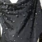 BLACK SLEEVELESS COWL NECK LEATHER SQUARES DECORATED TOP SIZE LG