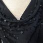 BLACK SLEEVELESS COWL NECK LEATHER SQUARES DECORATED TOP SIZE LG