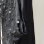 BLACK SLEEVELESS COWL NECK LEATHER SQUARES DECORATED TOP SIZE LG