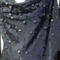 BLACK SLEEVELESS COWL NECK LEATHER SQUARES DECORATED TOP SIZE LG