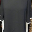 VERONICA M BLACK W/ WHITE TRIMMED KIMONO SLEEVE TOP SIZE MED, LG, X-LG VERONICA M BLACK W/ WHITE TRIMMED KIMONO SLEEVE TOP SIZE MED, LG, X-LG