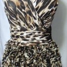 ALBERTO MAKALI MINI RUFFLED LEOPARD PRINT DRESS SIZE SM, MED ALBERTO MAKALI MINI RUFFLED LEOPARD PRINT DRESS SIZE SM, MED