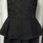 GRACIA STRAPLESS BLACK LACE PEPLUM DRESS SIZE SM, LG