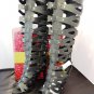 MACHI BLACK HIGH HEEL CAGED STUDDED KNEE-HIGH STRAPPY GLADIATOR SANDAL BOOTS SIZES; 6, 7, 8, 8.5