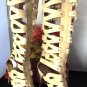 MACHI TAN HIGH HEEL CAGED STUDDED KNEE-HIGH STRAPPY GLADIATOR SANDAL BOOTS SIZES; 6, 8, 8.5