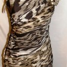 ALBERTO MAKALI BROWN ONE SHOULDER COCKTAIL DRESS W/ SCARF SIZE 4, 8